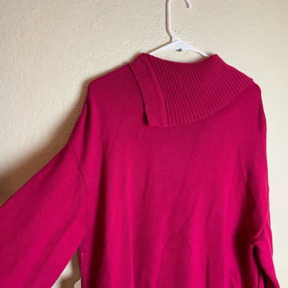 Chico's Fuchsia Cowl Neck TunicSweater Button Detail Cozy Knit Pullover size 3 - Picture 9 of 15